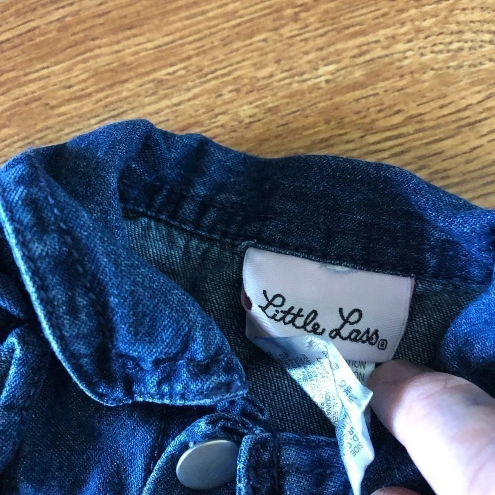 Little Lass 100% cotton button up jean vest in size 24 months